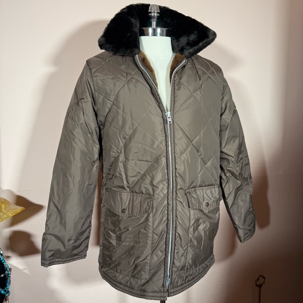 Field and Stream Vintage 1970’s outdoorsmen’s Faux fur Quilted Hunting Coat